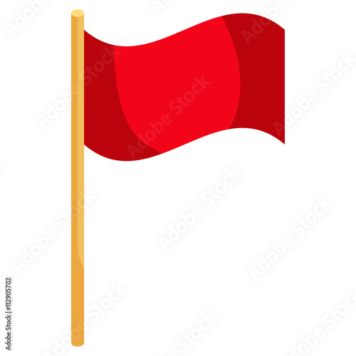Red soccer corner flag icon, cartoon style