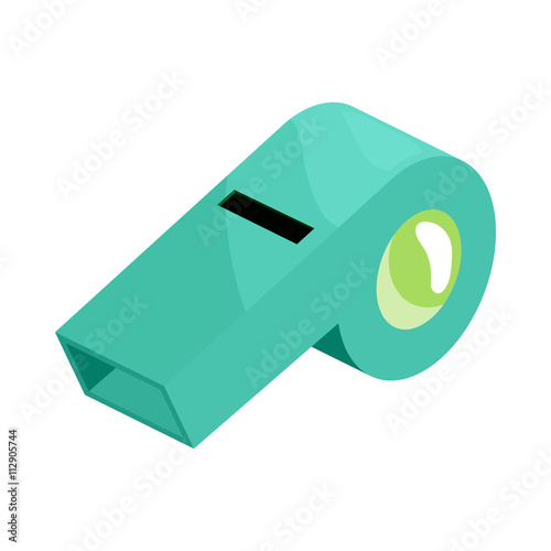 Turquoise sport whistle icon, cartoon style