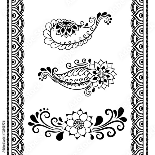 Henna tattoo flower template.Mehndi.
