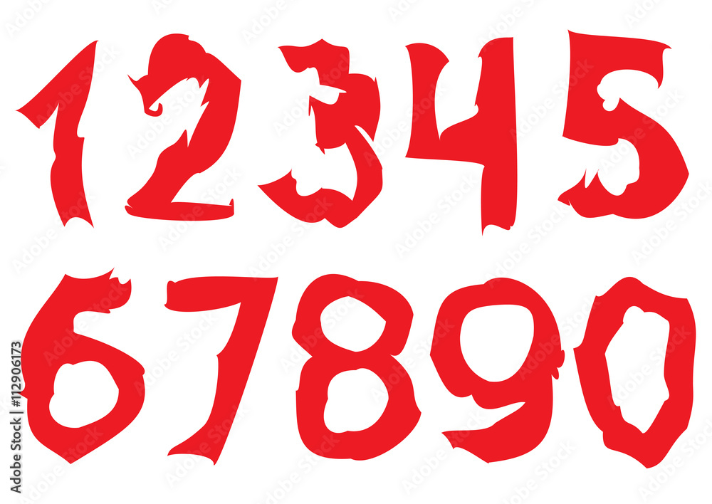 Curved red Numbers Curved red Numbers