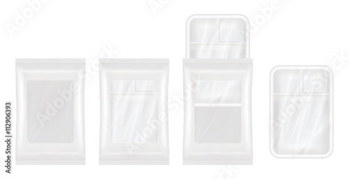 top view of White polystyrene and plastic packaging mockup