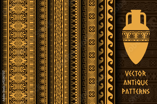 Border decoration set. antique ethnic seamless patterns