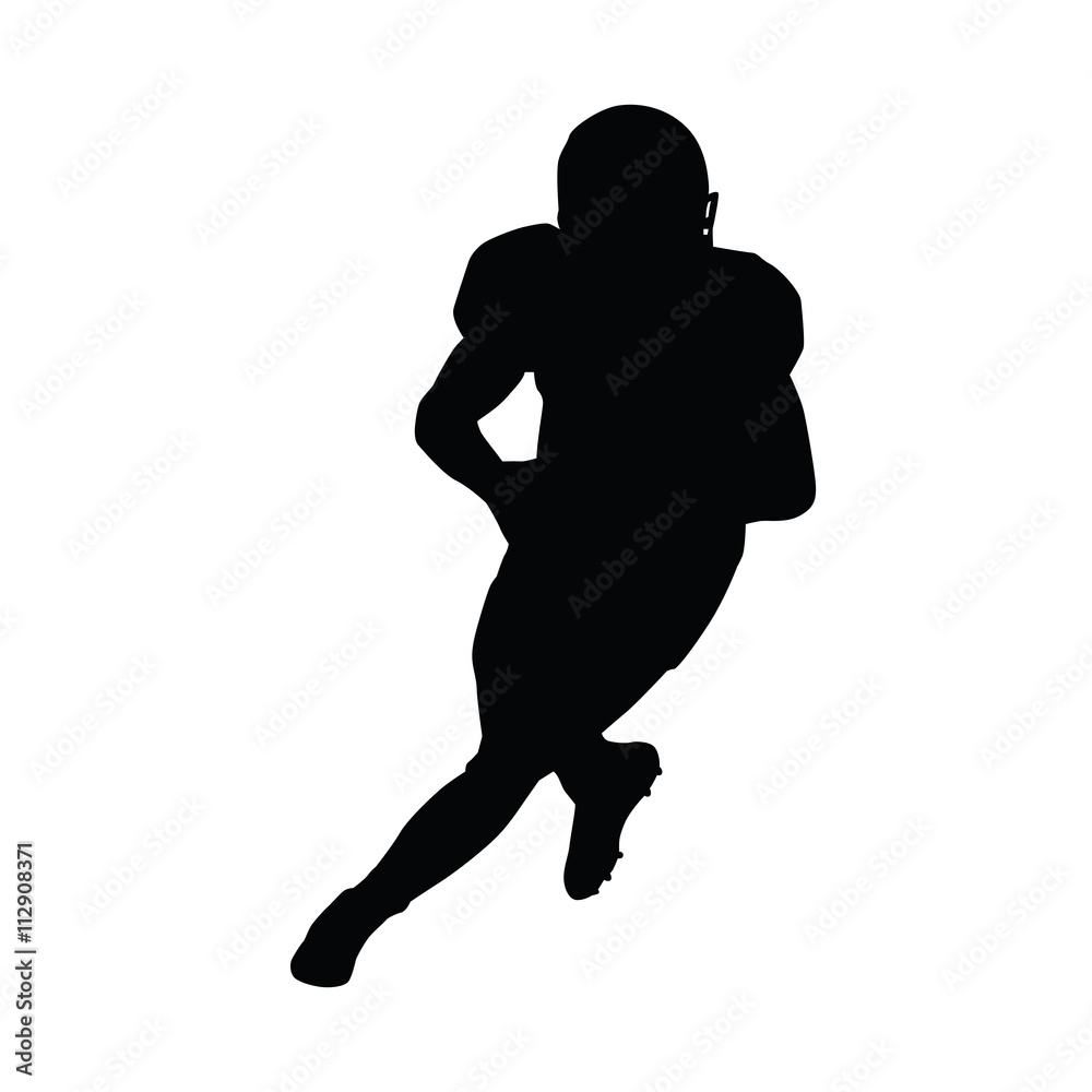 Naklejka premium American football player running with ball. Quarterback vector s