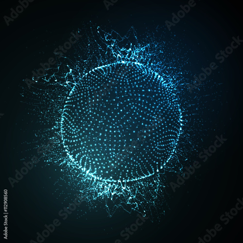 3D illuminated sphere of glowing particles