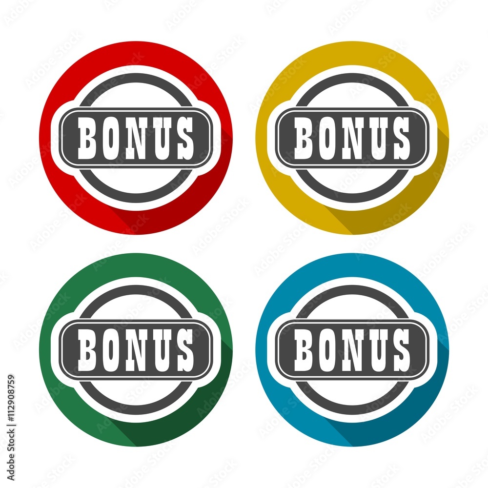 Obraz premium Bonus icon button set with long shadow