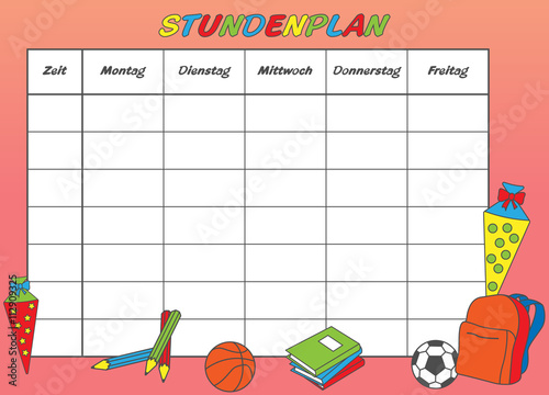 Mein Stundenplan für den Schulanfang - Rot