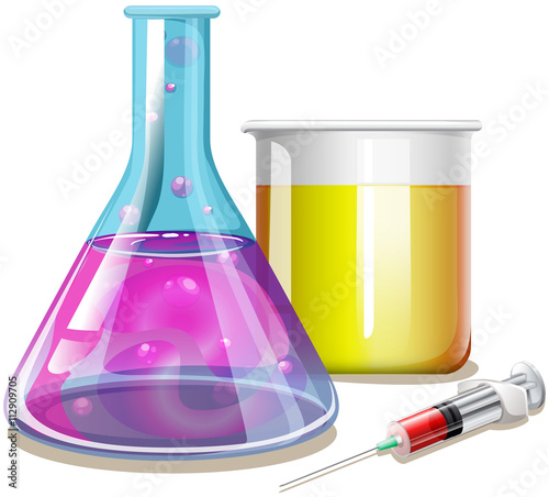 Chemical in glass beakers
