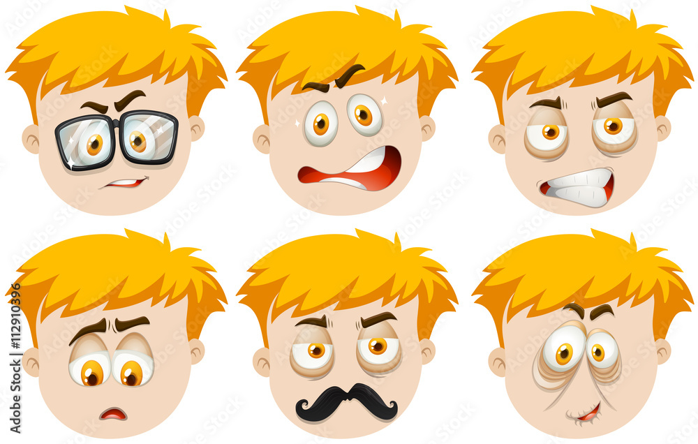 Boy with many facial expressions Boy with many facial expressions