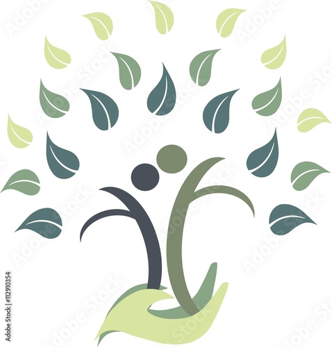 Family tree logo on white, vector illustration