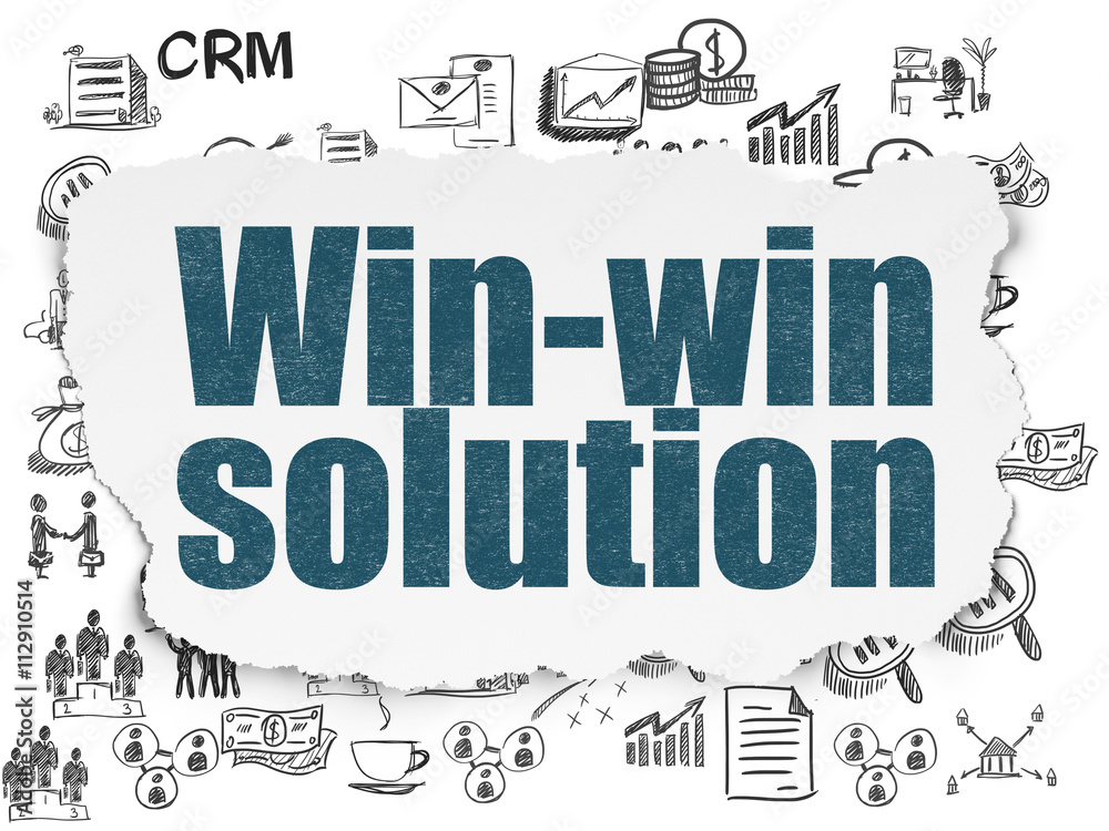 Finance concept: Win-win Solution on Torn Paper background Finance concept: Win-win Solution on Torn Paper background