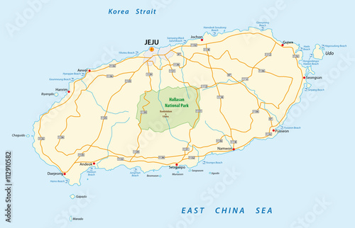 road map of the South Korean island Jeju