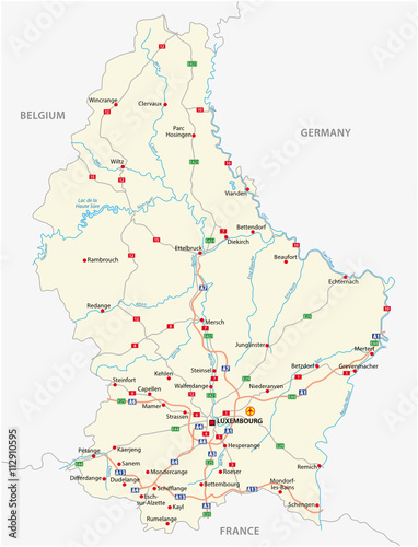 vector road map Grand Duchy of Luxembourg