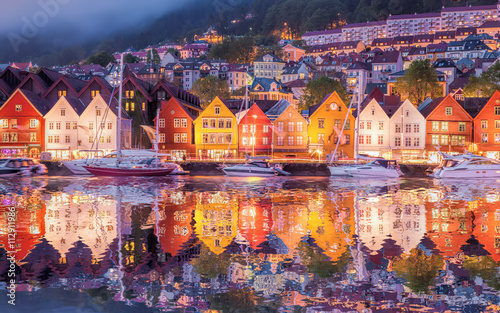 Famous Bryggen street in Bergen, UNESCO World Heritage Site, Norway