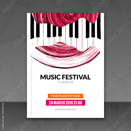 Music festival poster background. Flyer template. Jazz piano music flyer cafe promotional design