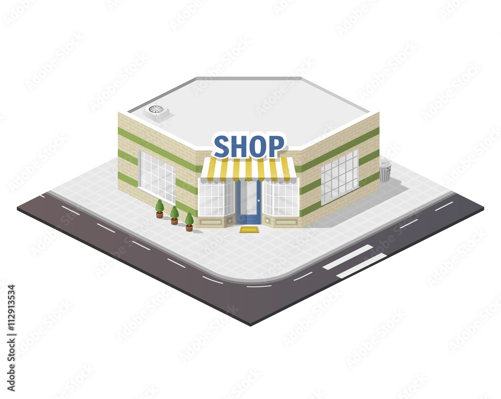 Vector art city, 3d style isometric view, shop. Vector art city, 3d style isometric view, shop.