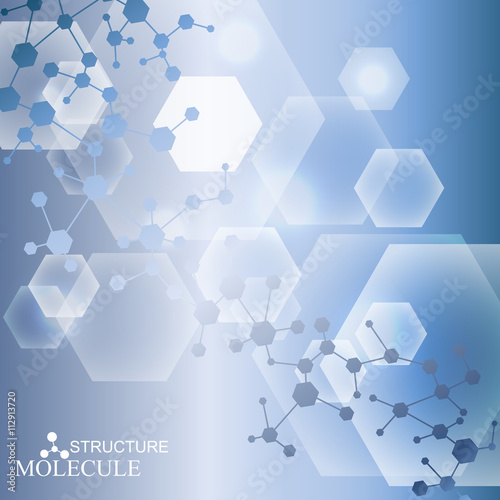 Structure molecule and communication Dna, atom, neurons. Science concept for your design. Connected lines with dots. Medical, technology, chemistry, science background. Vector illustration