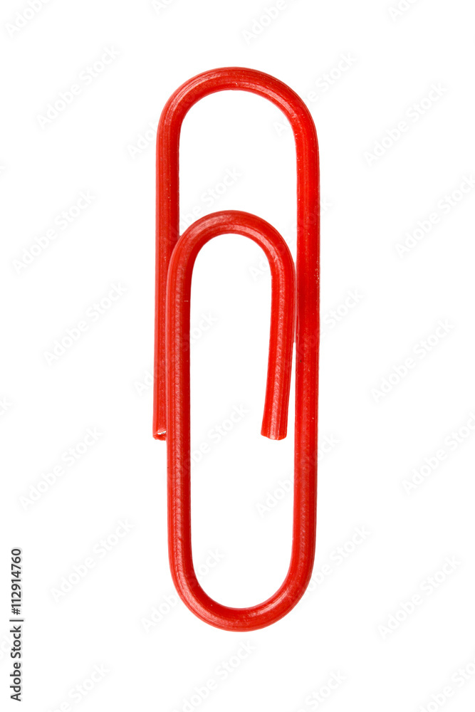 red paperclip isolated on white background. red paperclip isolated on white background.