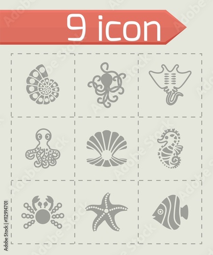 Vector marine life icon set