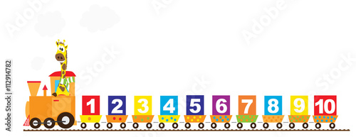 Obraz na płótnie math train for children with giraffe and numbers 1-10 w salonie