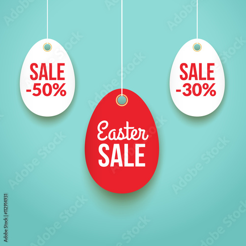 Easter Sale background poster with eggs and discounts percentage