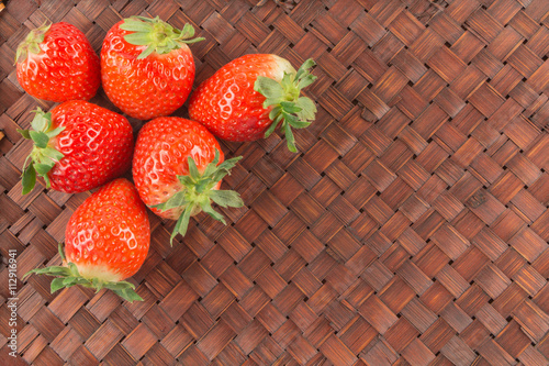 fresh strawberry on bamboo basket