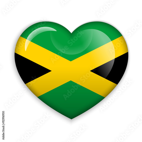 Love Jamaica. Flag Heart Glossy Button