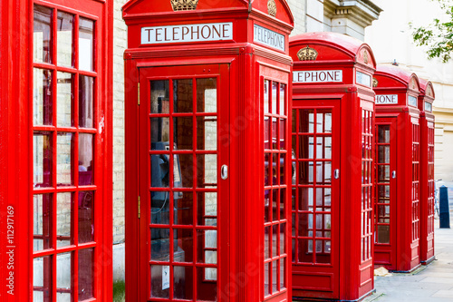 The iconic red telephone booths on Broad Court  Covent Garden  London