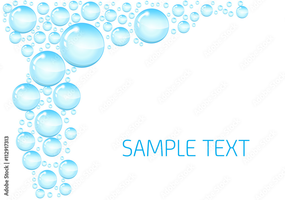 Soap bubbles background. background with shiny soap bubbles and space for text. Circle and liquid transparent soap shiny, vector illustration - obrazy, fototapety, plakaty 