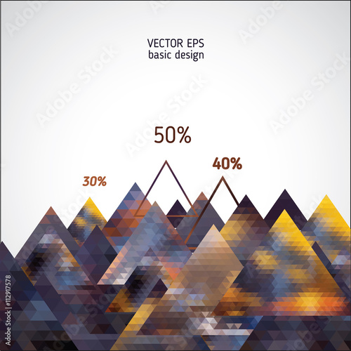 Abstract vector template design, brochure, web sites, with colorful geometric triangular background