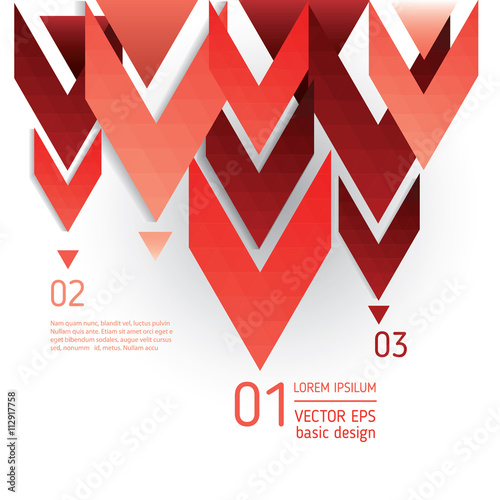 Abstract geometric composition with red triangles. Business card, flyer, correspondence letter. Corporate Identity, Advertising printing. Vector illustration