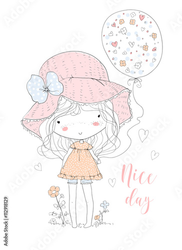cute girl with balloon