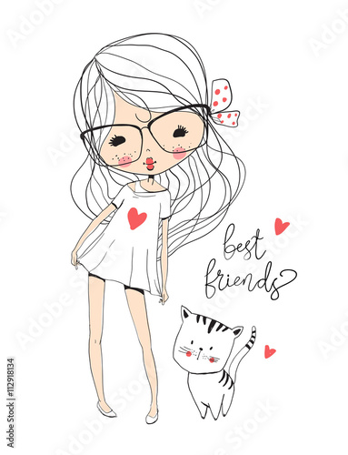 cute girl with cat
