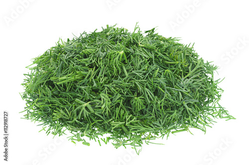 Fototapeta Dill herb chopped on white