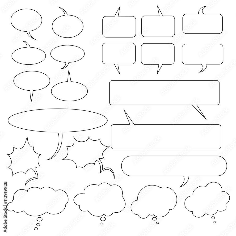 Obraz premium Vector Set of Outline Speech Bubbles