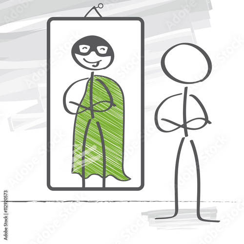 Superheld im Spiegelbild