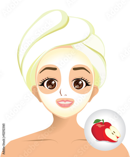 Vector of girl facial mask with apple mask 