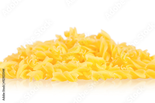 Portion raw pasta isolated on white background 