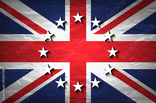 United Kingdom and European union flags combined for the 2016 referendum on crumpled paper background. Vintage effect brexit