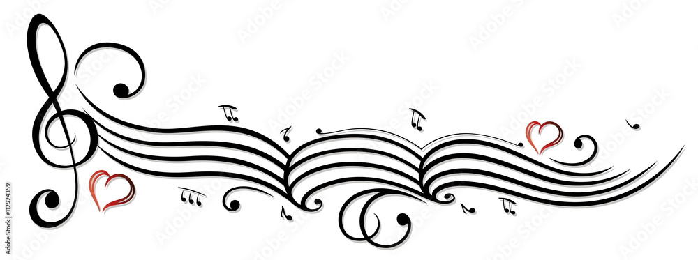 Notenblatt mit Notenschlüssel und Musiknoten Notenblatt mit Notenschlüssel und Musiknoten