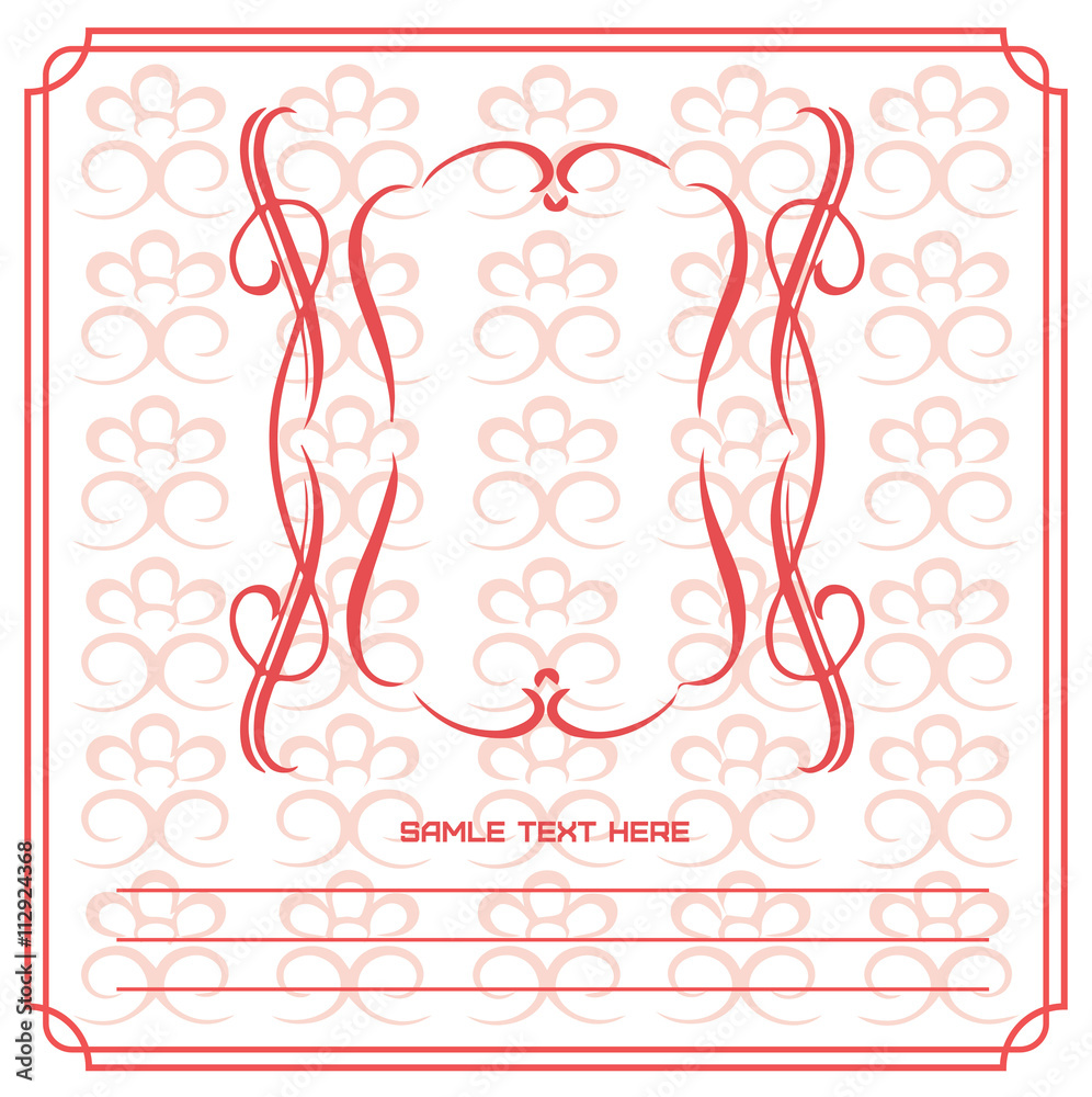 Candy card with red floral frames, over white background. Sample text. Digital vector image. Candy card with red floral frames, over white background. Sample text. Digital vector image.