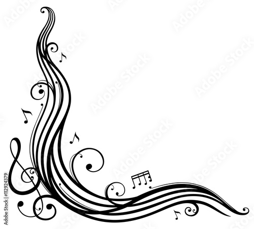 Musik Dekoration. Notenblatt mit Notenschlüssel und Musiknoten