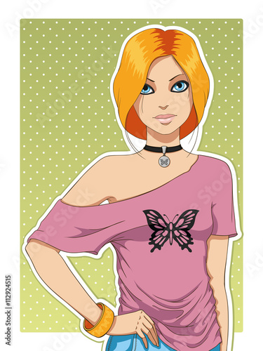Red-haired girl in shirt