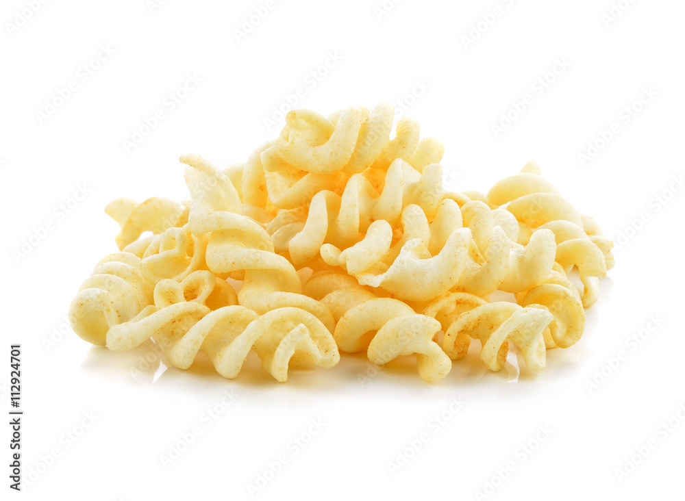 Spiral potato snack isolated on white Spiral potato snack isolated on white