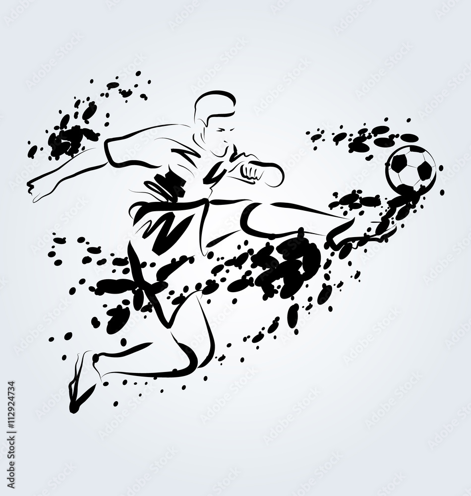 Obraz premium Vector ink illustration of soccer