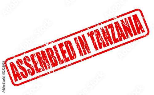 ASSEMBLED IN TANZANIA red stamp text