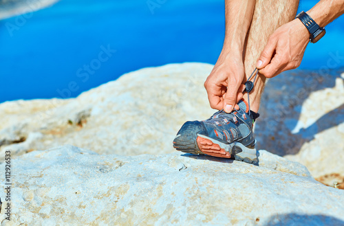 man running on the rock