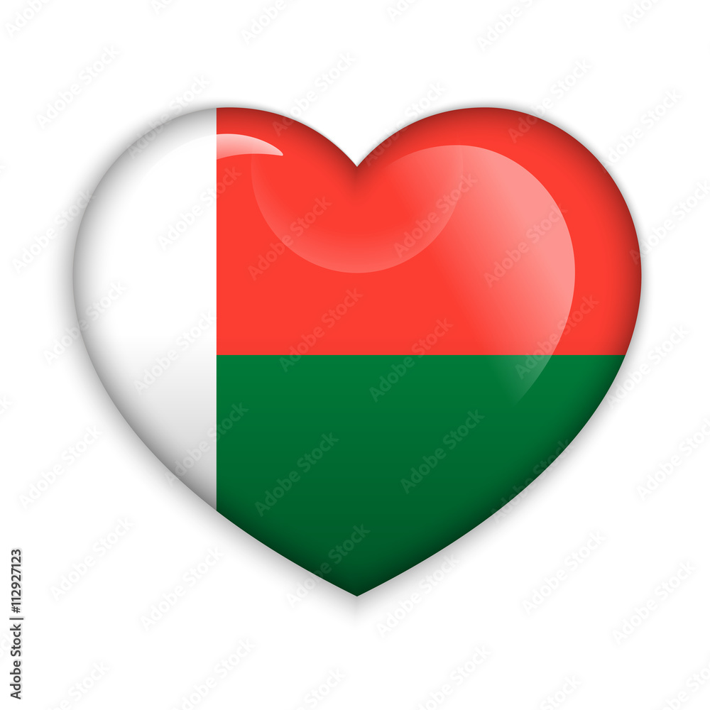 Love Madagascar. Flag Heart Glossy Button Love Madagascar. Flag Heart Glossy Button