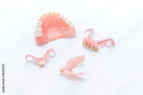 dentures on white background