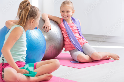 Enjoying their time of school gymnastics classes