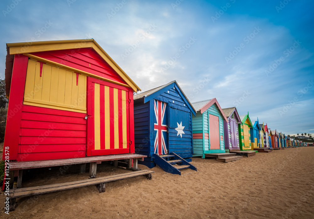 Fototapeta premium Brighton beach bathing boxes, Melbourne.